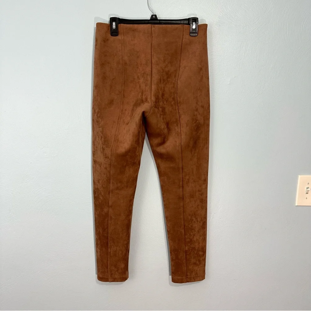 Ivanka Trump Faux Suede Skinny Pants Camel Tan Size Medium EUC High Rise Stretch